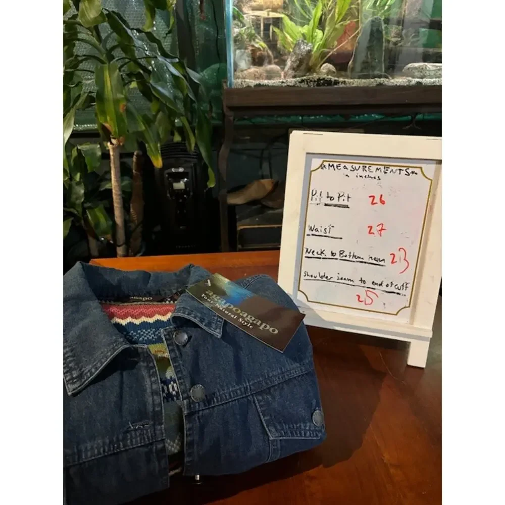 Denim Agapo shirt jean jacket sweater lined sz 2XL. Shacket!